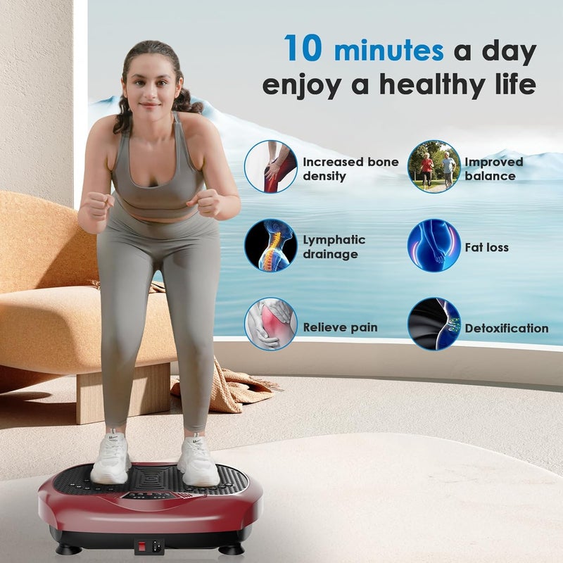 Natini Vibration Plate Exercise Machine - Whole Body Workout Vibration Platform Lymphatic Drainage Machine for Weight Loss Home Fitness with Resistance Bands Remote - Image 3